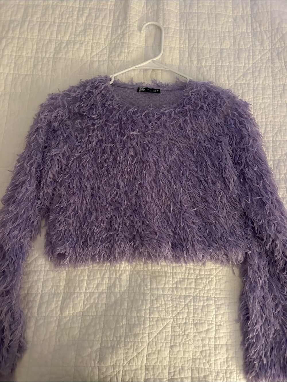 Zara Lavender Fuzzy Crop Top